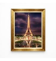 Tablore Paris Eyfel Kulesi Gece Manzaralı Çerçeveli Kanvas Tablo