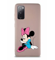 Samsung Galaxy S20 FE Soft Premier Kapak Minnie Mouse-E Tasarımlı Silikon Kılıf - Pudra (Şeffaf)