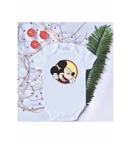 Unisex Bebek Baskılı Mouse %100 Pamuklu Çıtçıtlı Body Zıbın