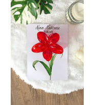 Pamuğum Atelier Kırmızı Lotus Toka 8 cm Tasarım Kartlı Söz-Nişan-Kına Hediyeliği (15-25-50-100-200 Adet)