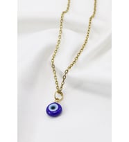 Minimal Lacivert Cam Nazar Boncuklu Kolye, Hediyelik Kolye (60 cm)