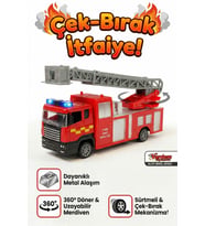 Die-Cast 360° Döner Merdivenli İtfaiye Kamyonu - Metal Alaşım Çek-Bırak Oyuncak