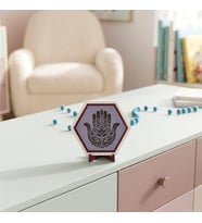 Modern ve butik Hamsa masaüstü süsü, sevdikleriniz için anlamlı, özgün ve estetik bir hediye 10x10 cm, Mor