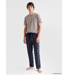 LC WAIKIKI Lacivert Regular Fit Ekose Erkek Pijama Takımı