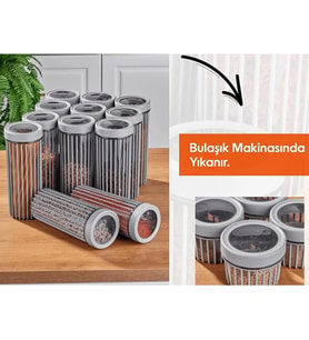 3'lü Çevir Aç Kapak Kavanoz Plastik Saklama Kabı Seti, Büyük, Orta, Küçük, 3 Boy (BEJ)
