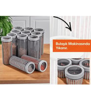 3'lü Çevir Aç Kapak Kavanoz Plastik Saklama Kabı Seti, Büyük, Orta, Küçük, 3 Boy (BEJ)
