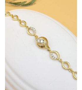 XUPING Zirkon Taşlı Oval Zincir Gold Premium Bileklik