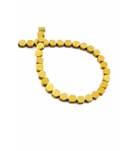 Hematit Doğal Taş Parlak Gold Yassı Altıgen Kesim 5x5mm Dizi [AA]