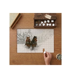 Karda Yürüyen Atlar Tasarımı 240 parça Ahşap Puzzle Ahşap Kutuda MP10713