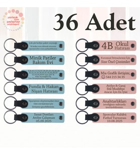 G Mavi & Y Ağzı, 36’lı Set, İsim Yazılabilir Anahtarlık, Pilates Grubu Üyelerine Motivasyon Hediyesi