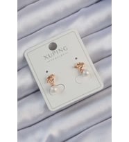 Xuping Rose Renk İnci Taşlı Düğüm Küpe
