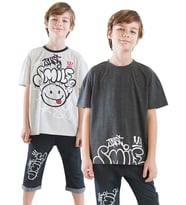 Just Smile Erkek Çocuk 2'li T-shirt Takım (Siyah)