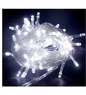 10m 100 Led Boncuk Lamba Beyaz Işık Şeffaf Kablo