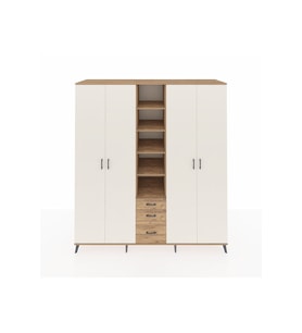 Kronos Dolap 17 Raflı 3 Çekmeceli 4 Kapaklı 220x59x243 Çam-Aytaşı/Çam