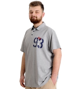Mode XL Büyük Beden Erkek T-shirt Polo Parçalı LIMITED 23330 Grimelanj