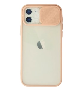 Newface Apple iPhone 12 Kılıf Palm Buzlu Kamera Sürgülü Silikon - Pembe