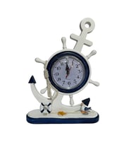 Kişiye Özel Dekoratif Gemi Dümeni Ve Çapa Şeklinde Masa Üstü Saat 33CmX22 Cm