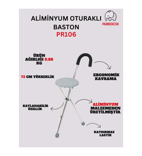 Şık ve kullanışlı 3 ayaklı oturaklı baston tabure
