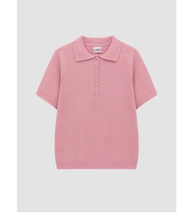 LCW Kids Pembe Polo Yaka Kısa Kollu Kız Çocuk Triko Kazak
