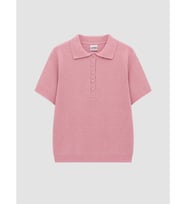 LCW Kids Pembe Polo Yaka Kısa Kollu Kız Çocuk Triko Kazak