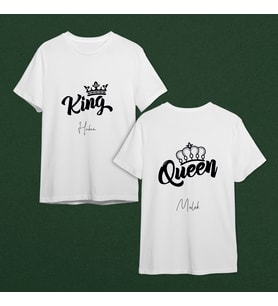 Kral & Kraliçe ( King & Queen ) Tasarımlı Tişört Kişiye Özel ( Unisex - Büyük - Çocuk )