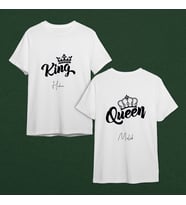 Kral & Kraliçe ( King & Queen ) Tasarımlı Tişört Kişiye Özel ( Unisex - Büyük - Çocuk )