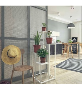 Çiçeklik Zlf 14194 Dekoratif Kule Model Metal Çelik Beyaz Statik Boya El Yapım