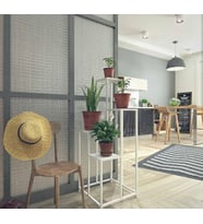 Çiçeklik Zlf 14194 Dekoratif Kule Model Metal Çelik Beyaz Statik Boya El Yapım