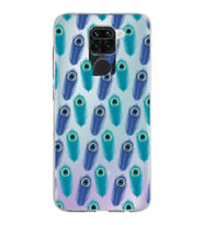 PrintiFy Xiaomi Redmi Note 9 ile Uyumlu 1mm Slim Fit Nazar Boncuğu 4 Baskılı Şeffaf  Kılıf