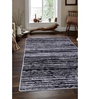 Dijidekor Halı Siyah Gri Cool Ym4700 Yıkanabilir  Kesme İnce Yolluk Kilim Salon Halısı Modelleri (Açık Gri - Siyah)