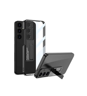 Samsung Galaxy S24 Uyumlu Kılıf Kamera Korumalı Şeffaf Tasarımlı Zore Lego Standlı Kapak (Siyah)
