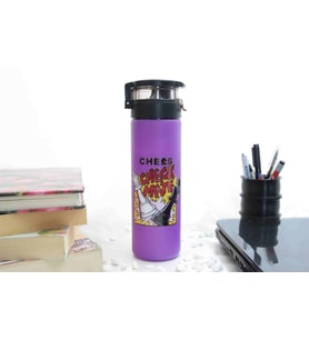 Şah Mat Temalı - Renkli Baskılı Cam Suluk & Termos - 550 ml