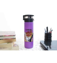 Şah Mat Temalı - Renkli Baskılı Cam Suluk & Termos - 550 ml