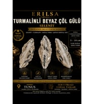 Sertifikalı Turmalinli Beyaz Çöl Gülü Selenit Taşı Kütle - 5-10 cm Doğal Ham Kristal Nadir Parça