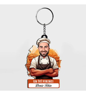 Karikatürlü - Erkek Fırıncı İsimli Anahtarlık