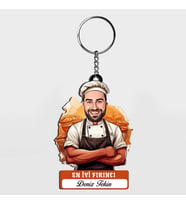 Karikatürlü - Erkek Fırıncı İsimli Anahtarlık