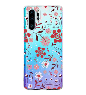Huawei P30 Pro Uyumlu Kapak Flowers Tasarımlı Şeffaf Silikon Kılıf