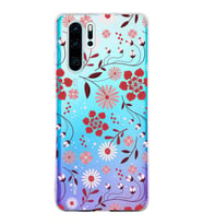 Huawei P30 Pro Uyumlu Kapak Flowers Tasarımlı Şeffaf Silikon Kılıf