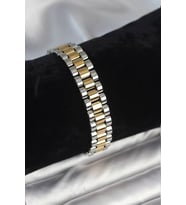 316L Çelik Gold ve Gümüş Renk 12 mm Kalınlık Erkek Bileklik - TJ-EB3775