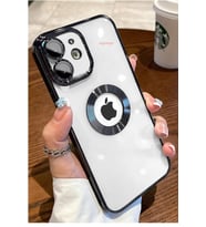 iPhone 11 Kılıf Köşeleri Renkli Şeffaf Kamera Korumalı Silikon Luxury Kapak (Siyah)