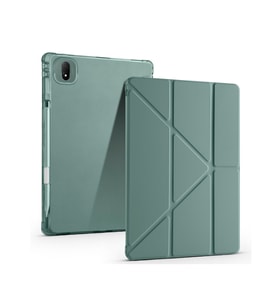 Honor Magic Pad 2 Uyumlu Kalem Bölmeli Uyku Modlu Standlı Trifolding Tablet Kılıfı (Koyu Yeşil)