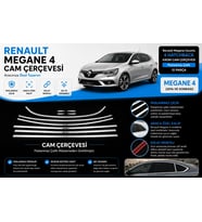 Renault Megane Uyumlu 4 Hatchback Krom Cam Çerçevesi 12 Parça 2016 Ve Sonrası