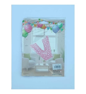 V Harf Pembe Kalp Desenli Folyo Balon 26" inç 65 cm parti, doğum 