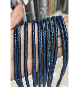 Hematit Taşı Dalgalı Kesim Parlak Mavi 6x1mm Doğal Taş Dizi