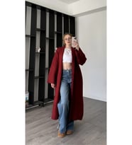 Uzun Kesim Oversize Triko Hırka (Bordo)