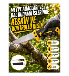 Mey İthalat® Kılıflı Budama Bahçe Testeresi 270 mm Düz Bıçaklı