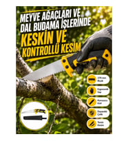 Mey İthalat® Kılıflı Budama Bahçe Testeresi 270 mm Düz Bıçaklı