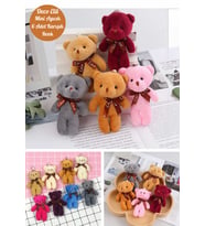 6 Adet Peluş Ayıcık Set Mini Yumoş Çanta Süsü Aksesuarı Anahtarlık Karışık Renk 11 cm