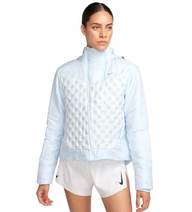 Nike Therma Fit ADV Repel AeroLoft Running Full Zip Hoodie Lİght Blue Kadın Bol Kesim Kaz Tüyü Kapüşonlu Ceket Açık Mavi