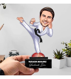 Kişiye Özel Karateci Karikatürlü Biblo